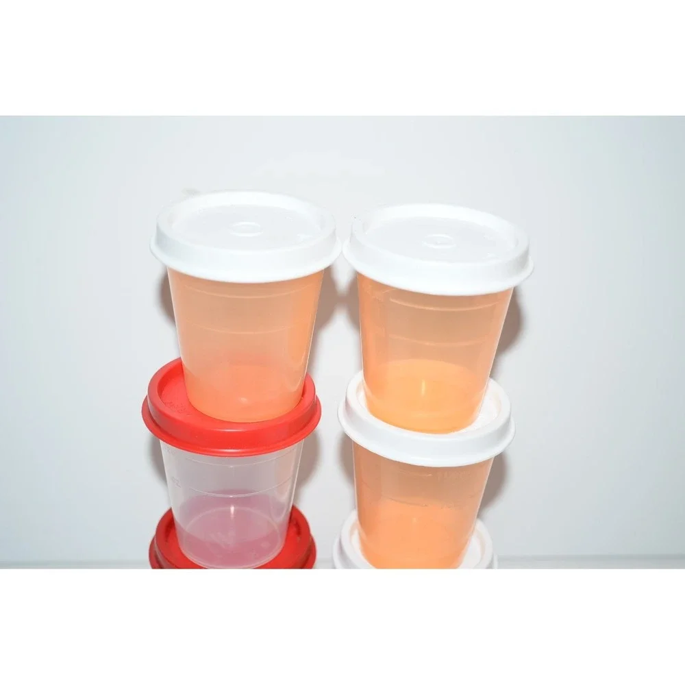 6pc 2oz Tupperware Midgets Containers 4789 Clear  & peach mixed lot